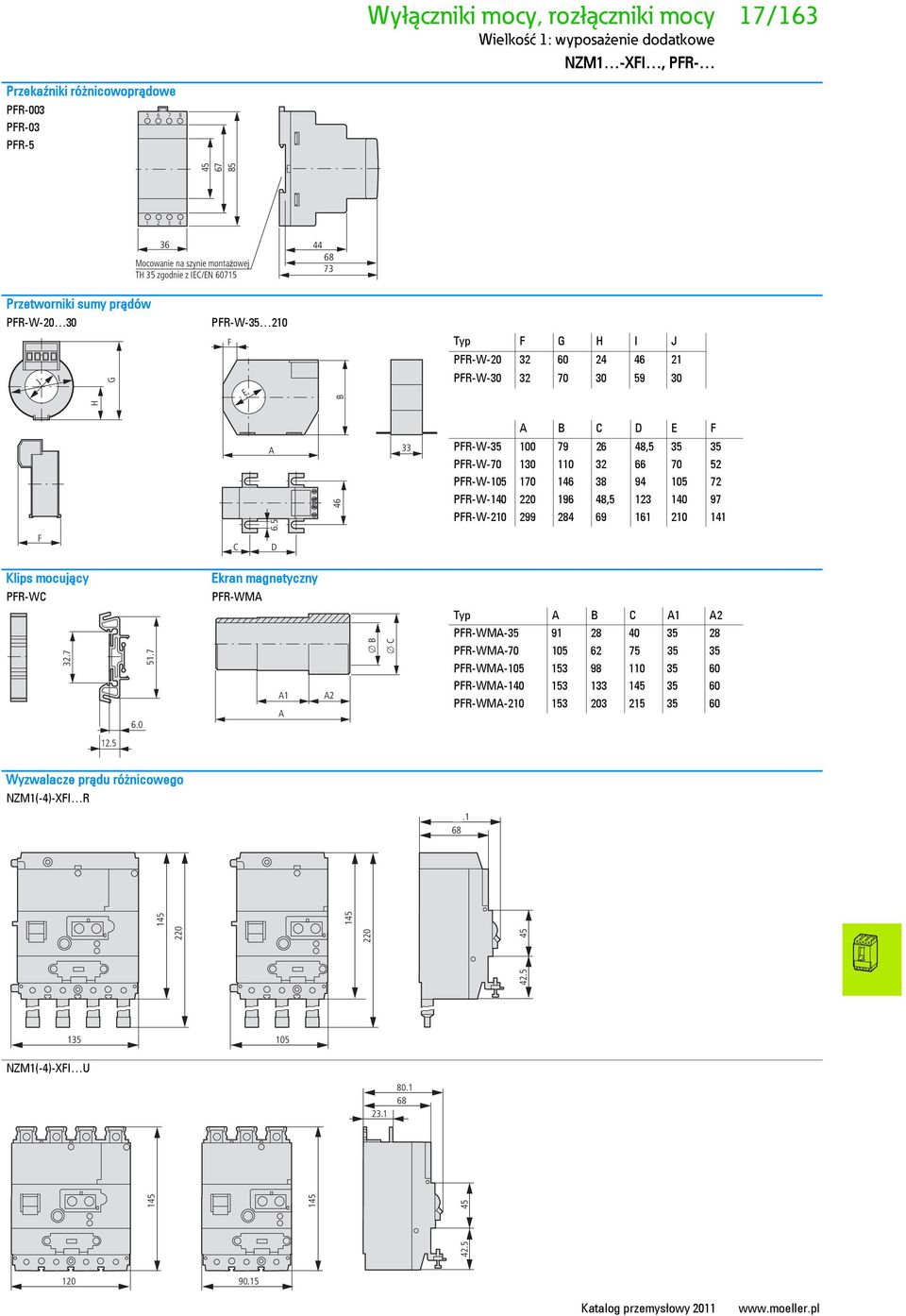 5 D 46 33 A B C D E F PFR-W-35 100 79 26 48,5 35 35 PFR-W-70 130 110 32 66 70 52 PFR-W-105 170 146 38 94 105 72 PFR-W- 220 196 48,5 123 97 PFR-W-210 299 284 69 161 210 141 Klips mocujący PFR-WC 32.