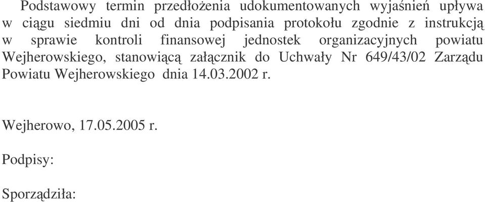 organizacyjnych powiatu Wejherowskiego, stanowic załcznik do Uchwały Nr 649/43/02