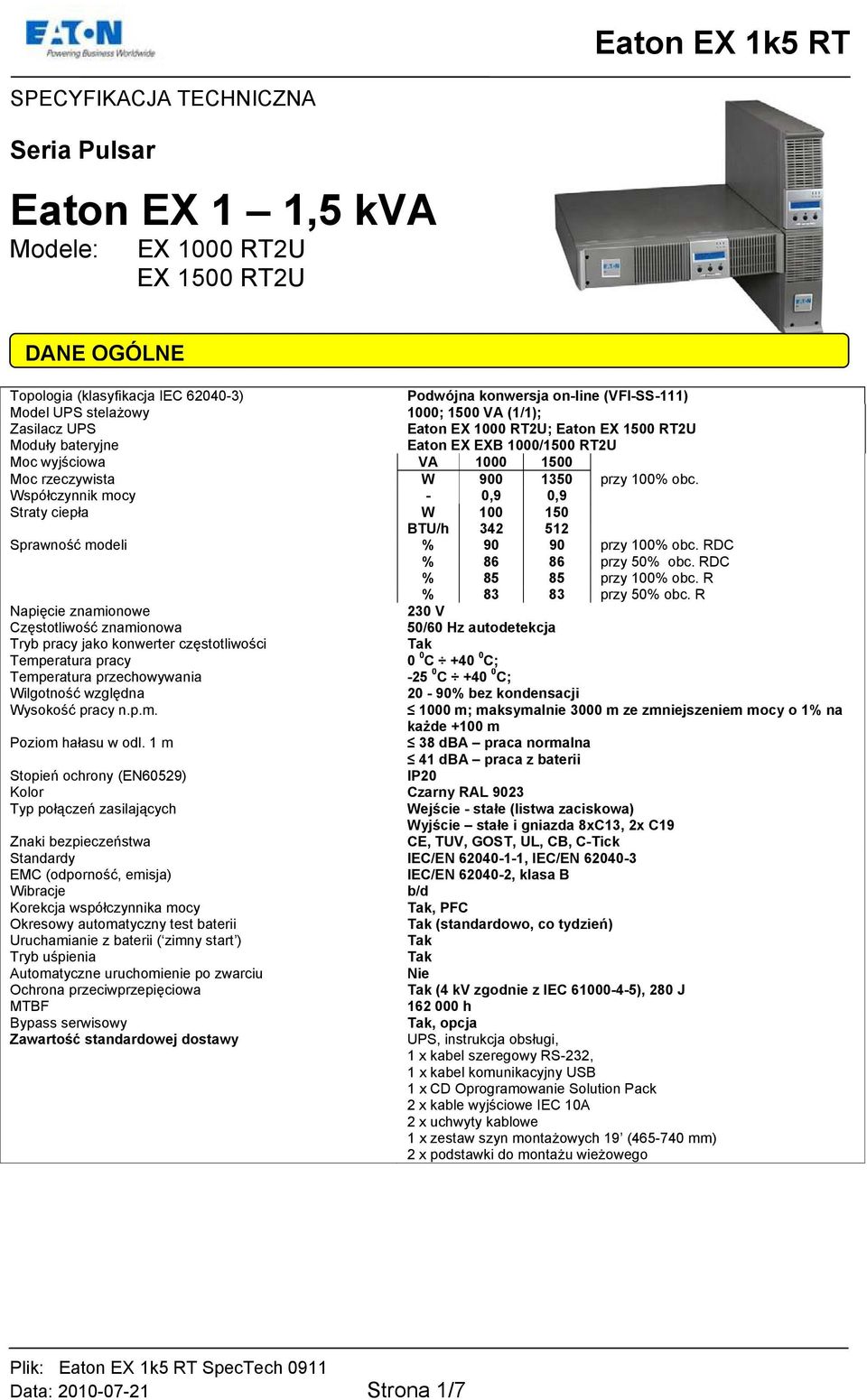 Współczynnik mocy - 0,9 0,9 Straty ciepła W 100 150 BTU/h 342 512 Sprawność modeli % 90 90 przy 100% obc. RDC % 86 86 przy 50% obc. RDC % 85 85 przy 100% obc. R % 83 83 przy 50% obc.