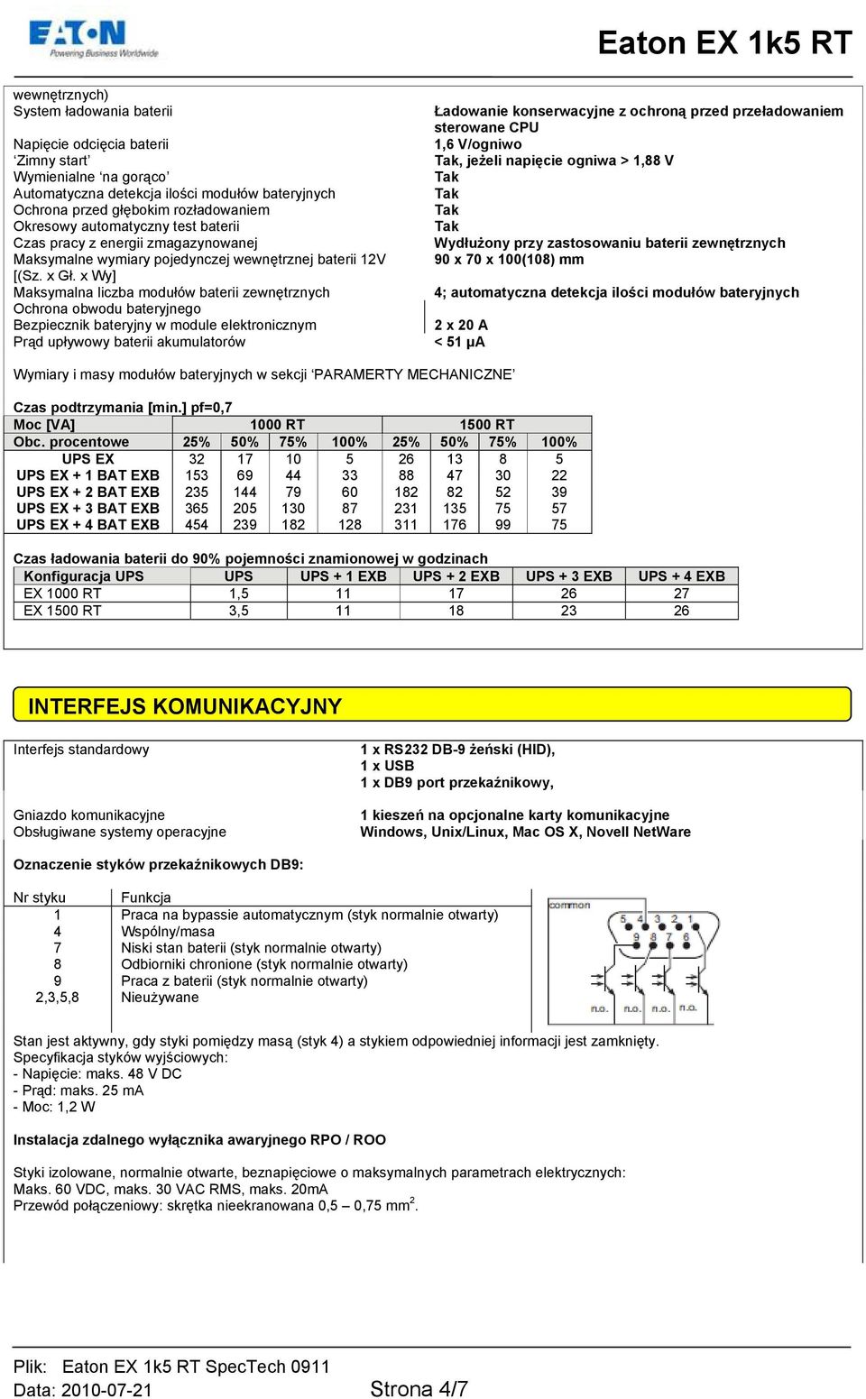 zastosowaniu baterii zewnętrznych Maksymalne wymiary pojedynczej wewnętrznej baterii 12V 90 x 70 x 100(108) mm [(Sz. x Gł.