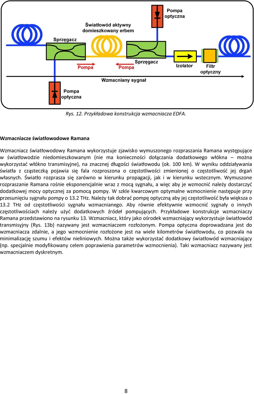dodatkowego włókna można wykorzystać włókno transmisyjne), na znacznej długości światłowodu (ok. 100 km).