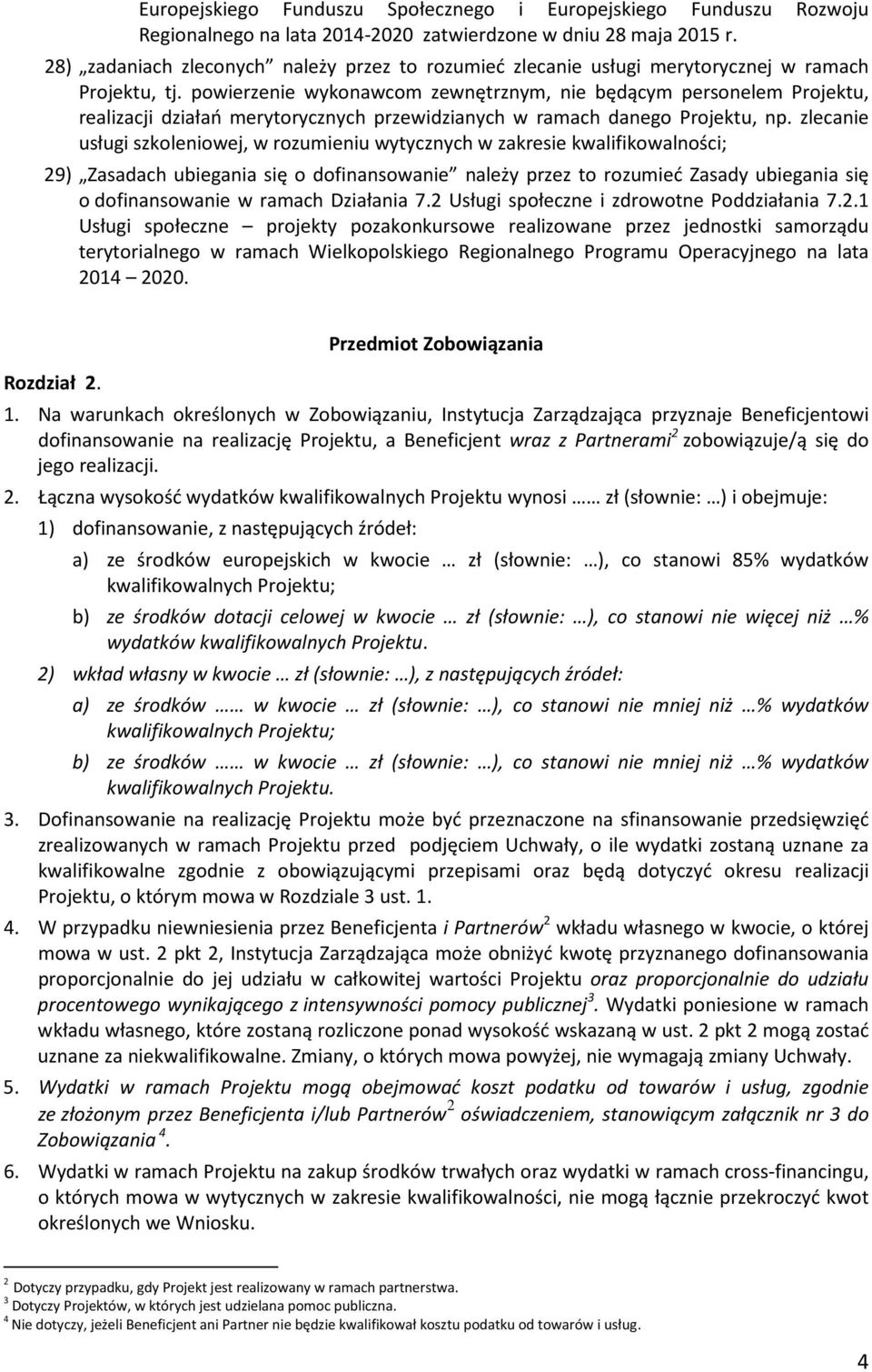 powierzenie wykonawcom zewnętrznym, nie będącym personelem Projektu, realizacji działań merytorycznych przewidzianych w ramach danego Projektu, np.