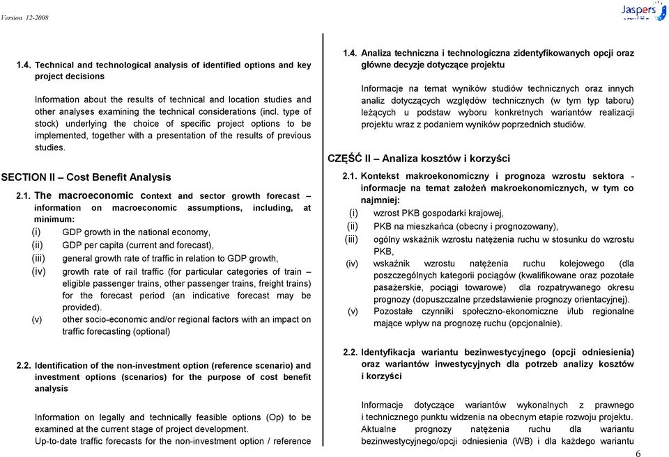 SECTION II Cost Benefit Analysis 2.1.