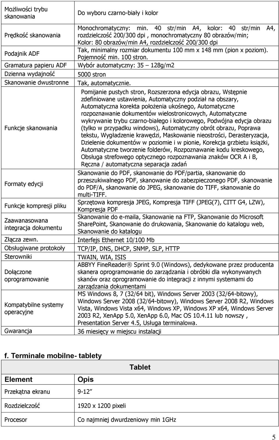 40 str/min A4, kolor: 40 str/min A4, rozdzielczość 200/300 dpi, monochromatyczny 80 obrazów/min; Kolor: 80 obrazów/min A4, rozdzielczość 200/300 dpi Tak, minimalny rozmiar dokumentu 100 mm x 148 mm