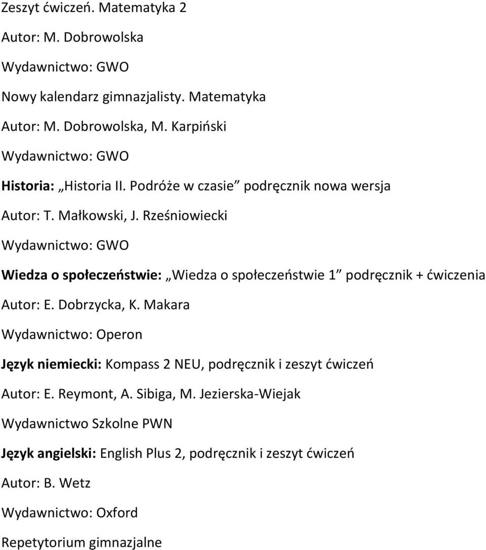 Rześniowiecki Wiedza o społeczeństwie: Wiedza o społeczeństwie 1 podręcznik + ćwiczenia Autor: E. Dobrzycka, K.