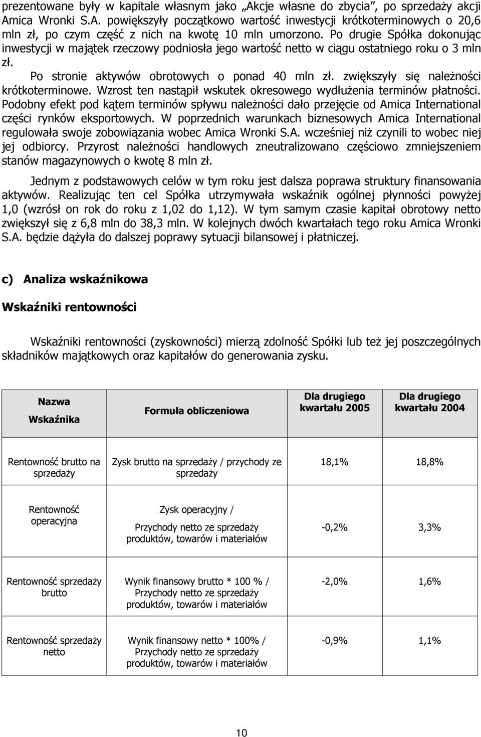 zwiększyły się należności krótkoterminowe. Wzrost ten nastąpił wskutek okresowego wydłużenia terminów płatności.