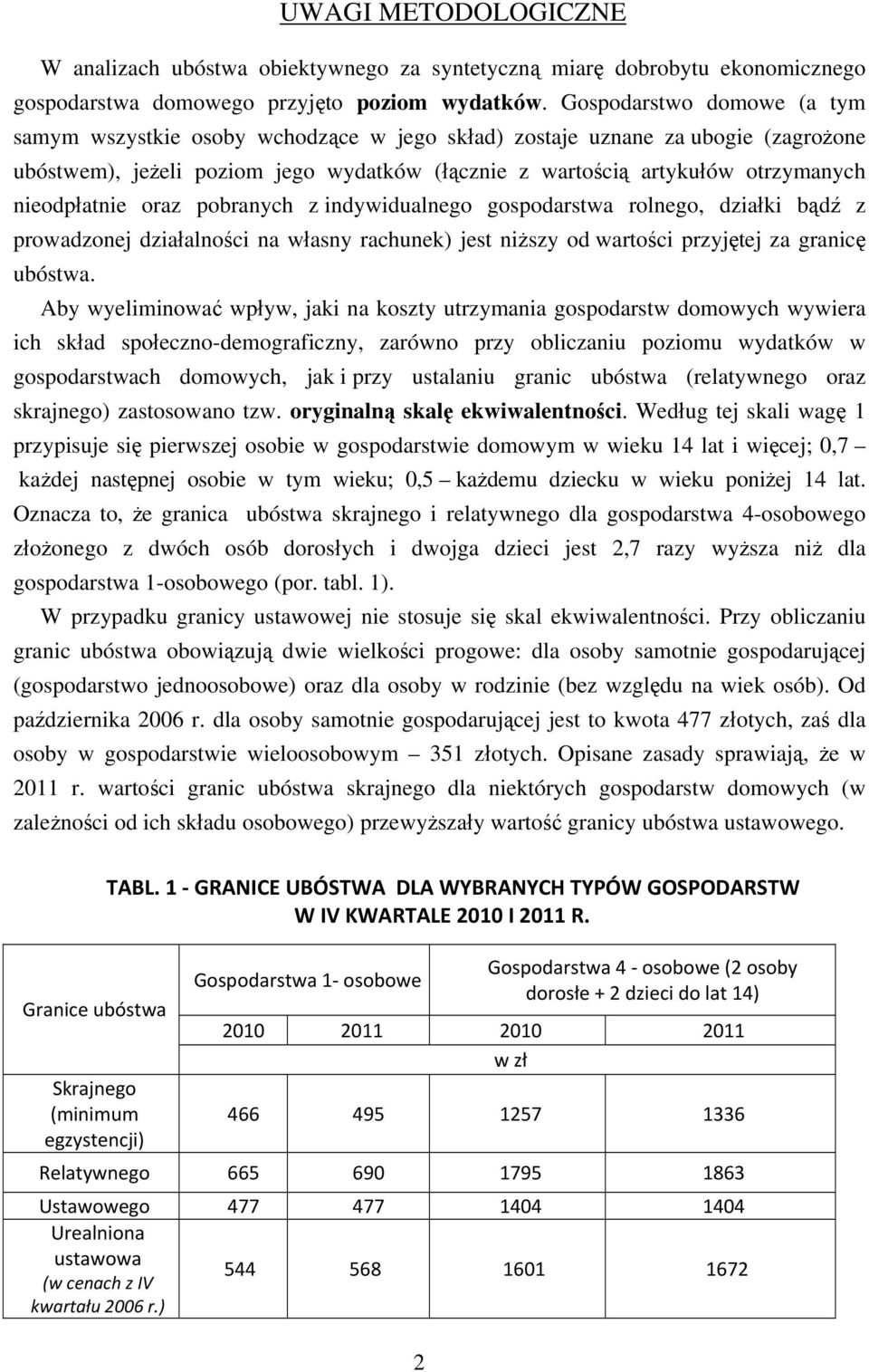 nieodpłatnie oraz pobranych z indywidualnego gospodarstwa rolnego, działki bądź z prowadzonej działalności na własny rachunek) jest niższy od wartości przyjętej za granicę ubóstwa.