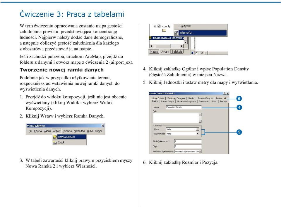 Jeśli zachodzi potrzeba, uruchom ArcMap, przejdź do folderu z danymi i otwórz mapę z ćwiczenia 2 (airport_ex).