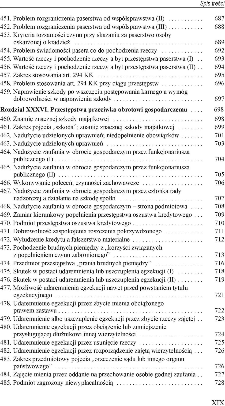 rzeczy a byt przestępstwa paserstwa (II) 694 457 Zakres stosowania art 294 KK 695 458 Problem stosowania art 294 KK przy ciągu przestępstw 696 459 Naprawienie szkody po wszczęciu postępowania karnego