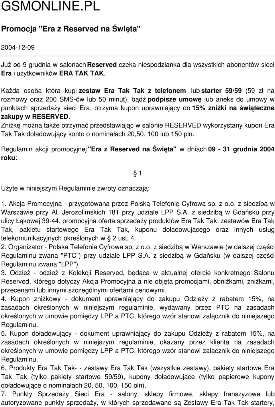 kupon uprawniający do 15% zniżki na świąteczne zakupy w RESERVED.