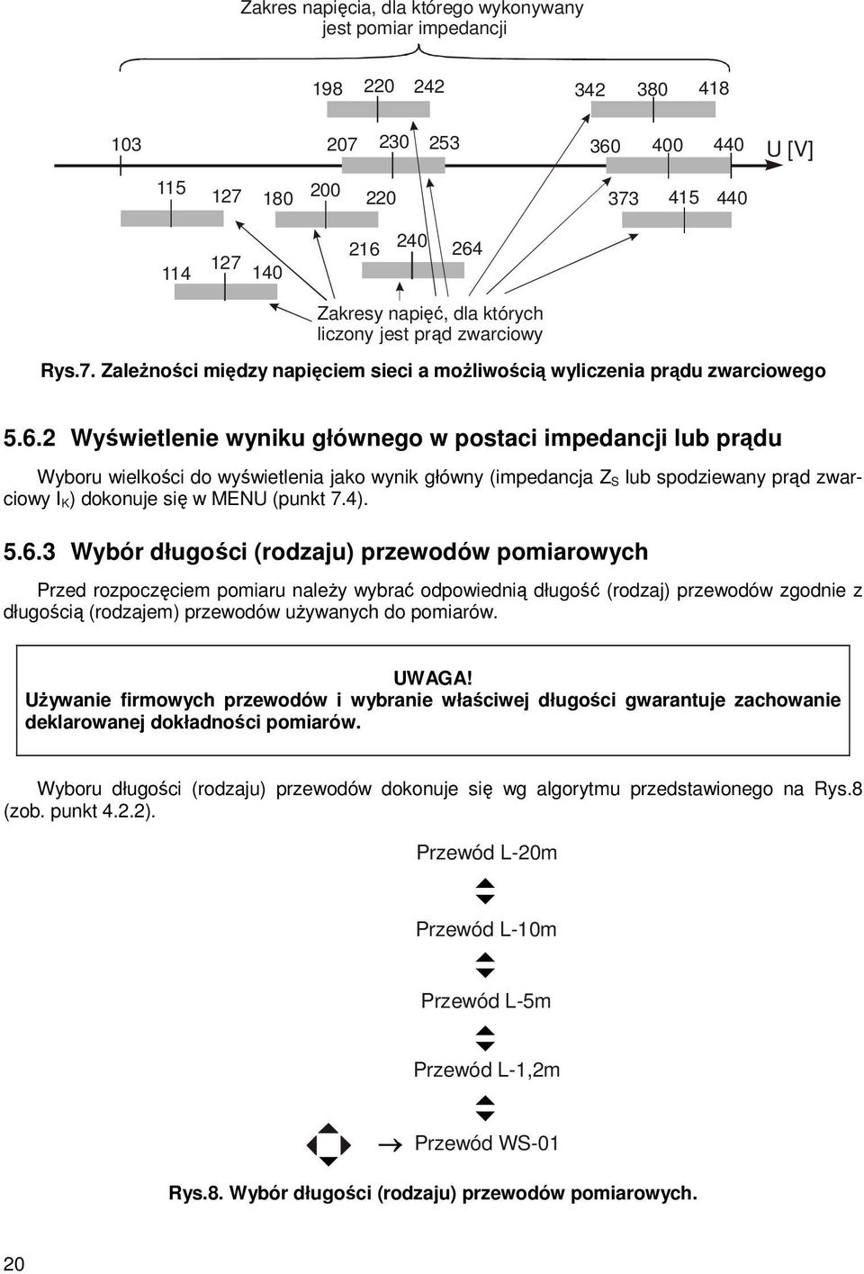 2 Wyświetlenie wyniku głównego w postaci impedancji lub prądu Wyboru wielkości do wyświetlenia jako wynik główny (impedancja Z S lub spodziewany prąd zwarciowy I K) dokonuje się w MENU (punkt 7.4). 5.