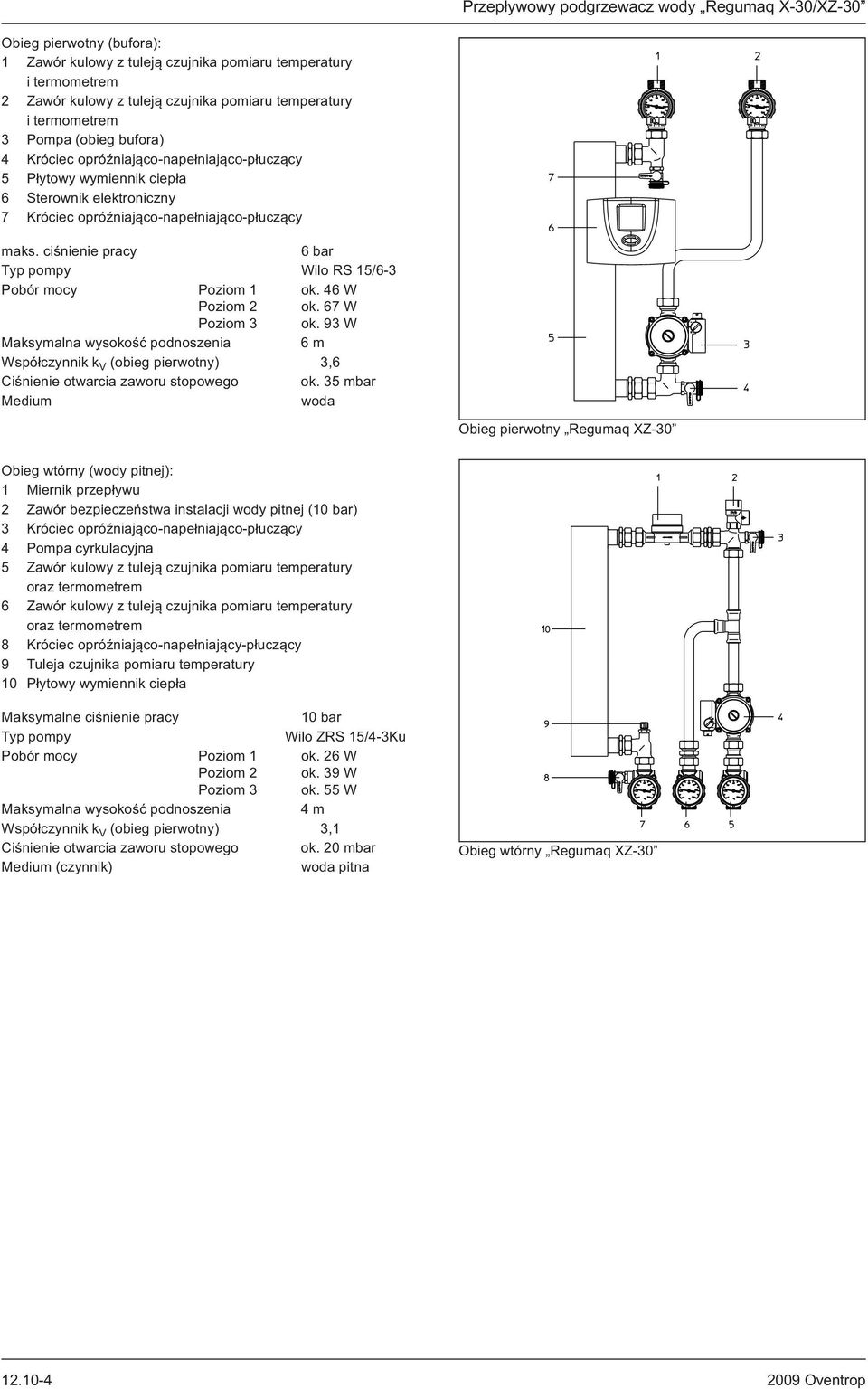 ciśnienie pracy 6 bar Typ pompy Wilo RS 15/6-3 Pobór mocy Poziom 1 ok. 46 W Poziom 2 ok. 67 W Poziom 3 ok.