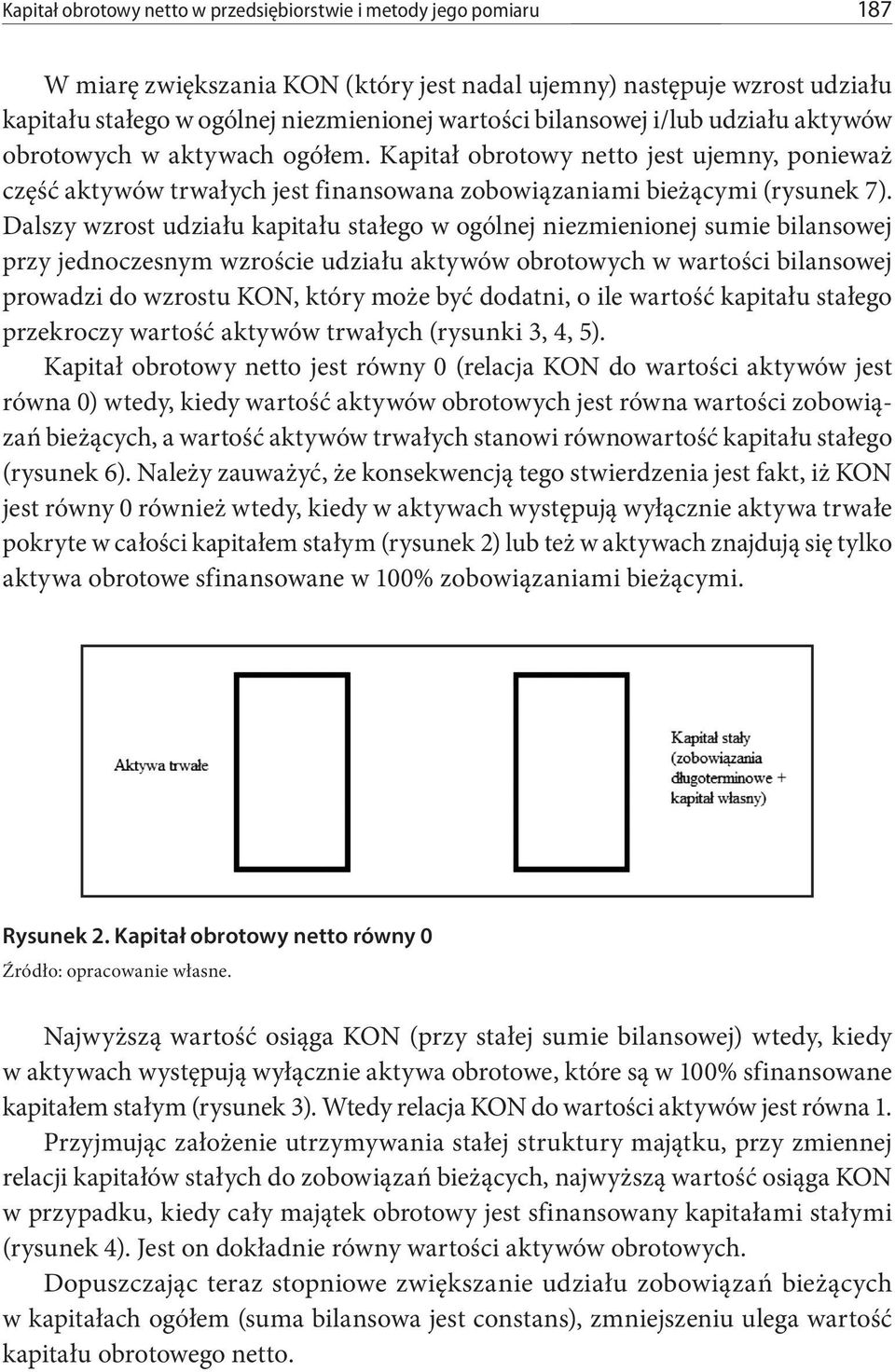 Dalszy wzrost udziału kapitału stałego w ogólnej niezmienionej sumie bilansowej przy jednoczesnym wzroście udziału aktywów obrotowych w wartości bilansowej prowadzi do wzrostu KON, który może być