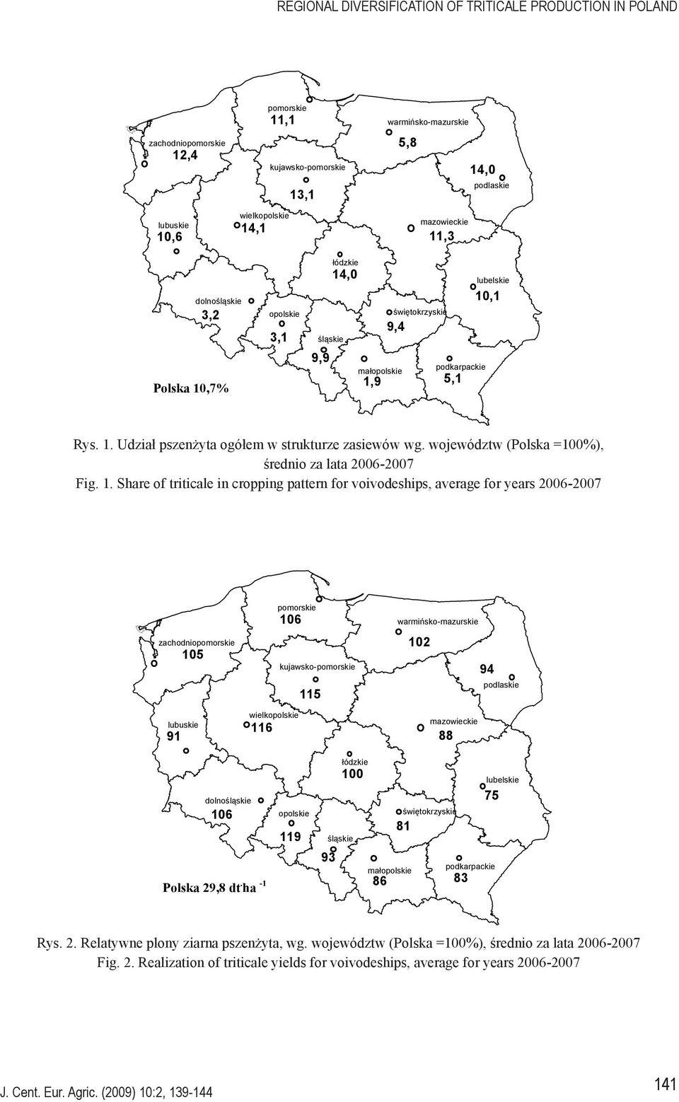 województw (Polska =100%), średnio za lata 2006-2007 Fig. 1.