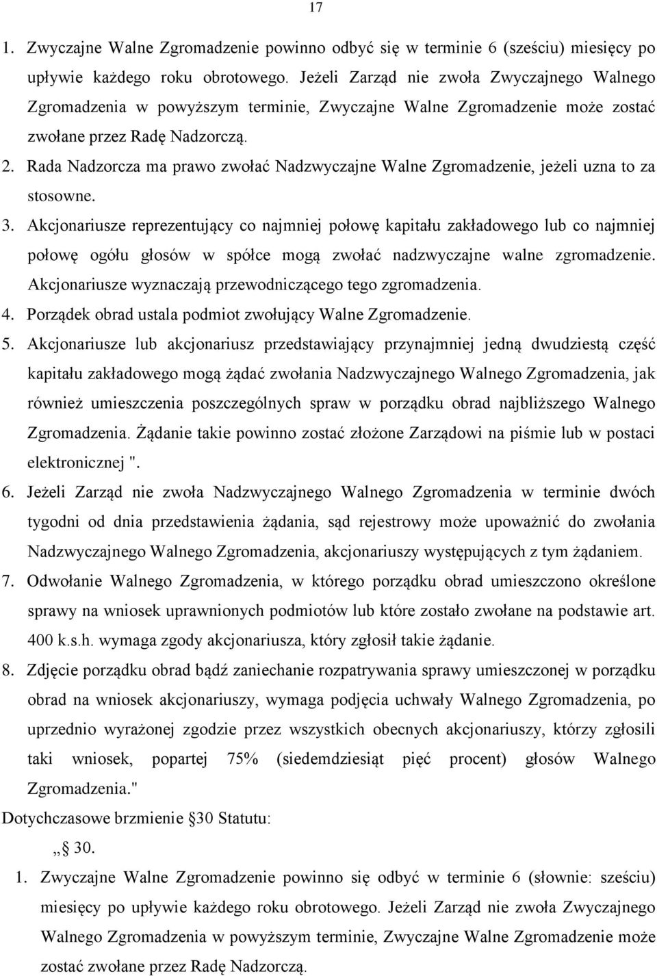 Rada Nadzorcza ma prawo zwołać Nadzwyczajne Walne Zgromadzenie, jeżeli uzna to za stosowne. 3.