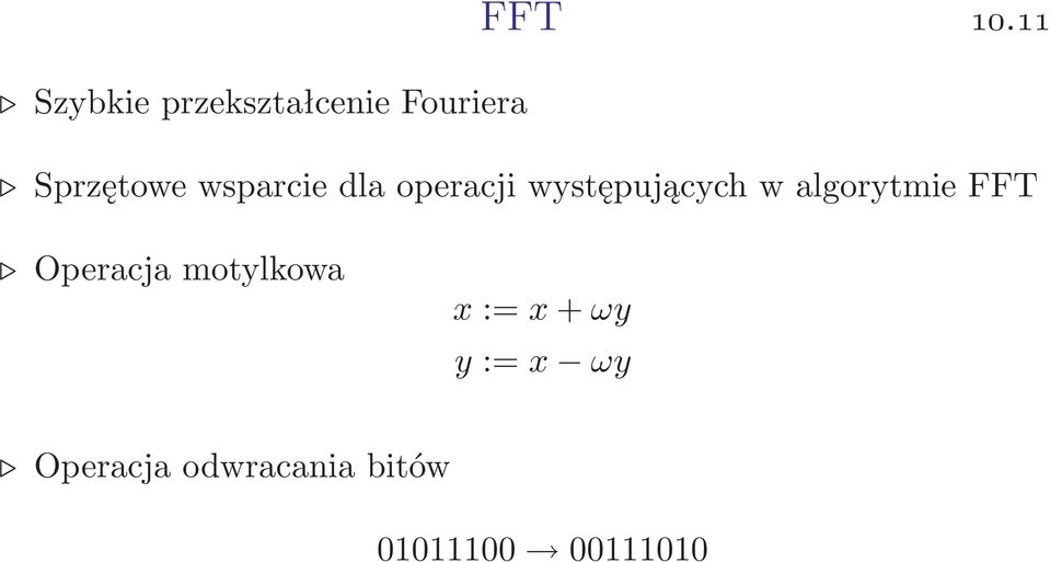 występujących w algorytmie FFT Operacja