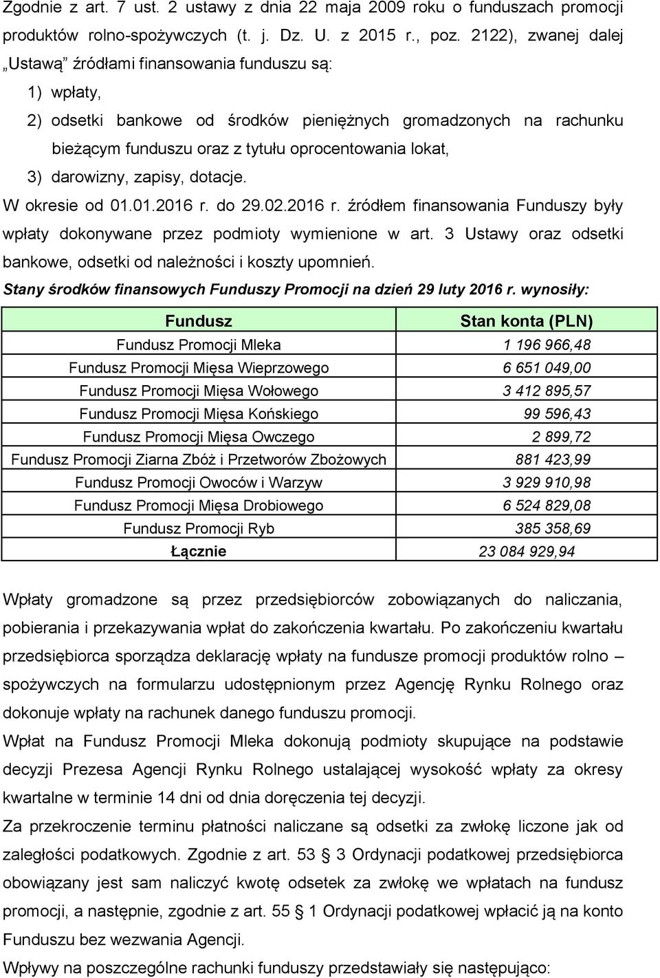 darowizny, zapisy, dotacje. W okresie od 01.01.2016 r. do 29.02.2016 r. źródłem finansowania y były wpłaty dokonywane przez podmioty wymienione w art.