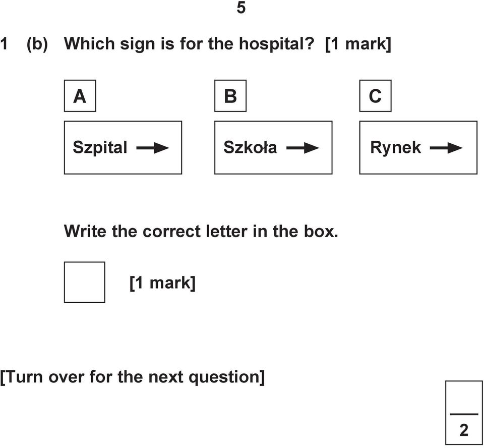 Write the correct letter in the box.