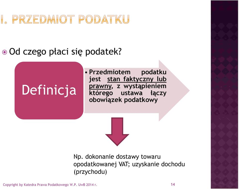 prawny, z wystąpieniem którego ustawa łączy obowiązek