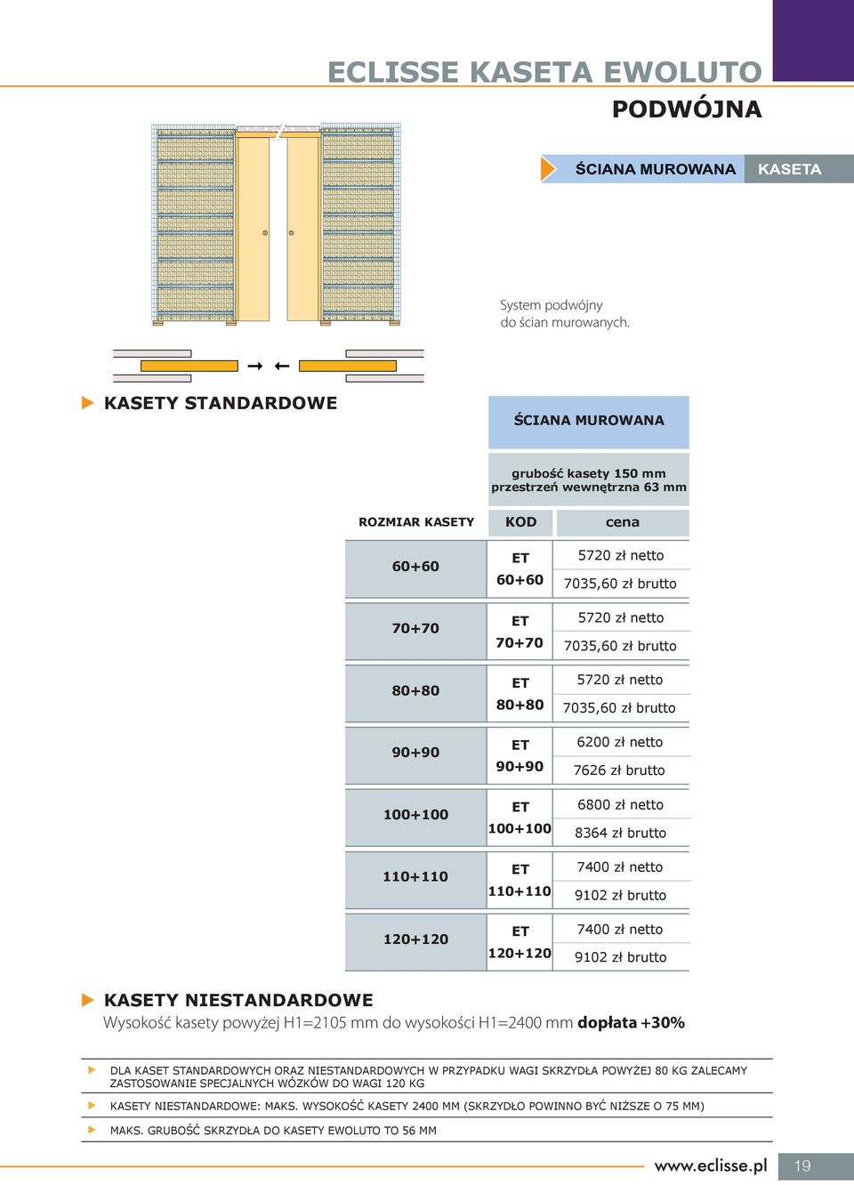 ET 110+110 ET 120+120 5720 zł netto 7035,60 zł brutto 5720 zł netto 7035,60 zł brutto 5720 zł netto 7035,60 zł brutto 6200 zł netto 7626 zł brutto 6800 zł netto 8364 zł brutto 7400 zł netto 9102 zł