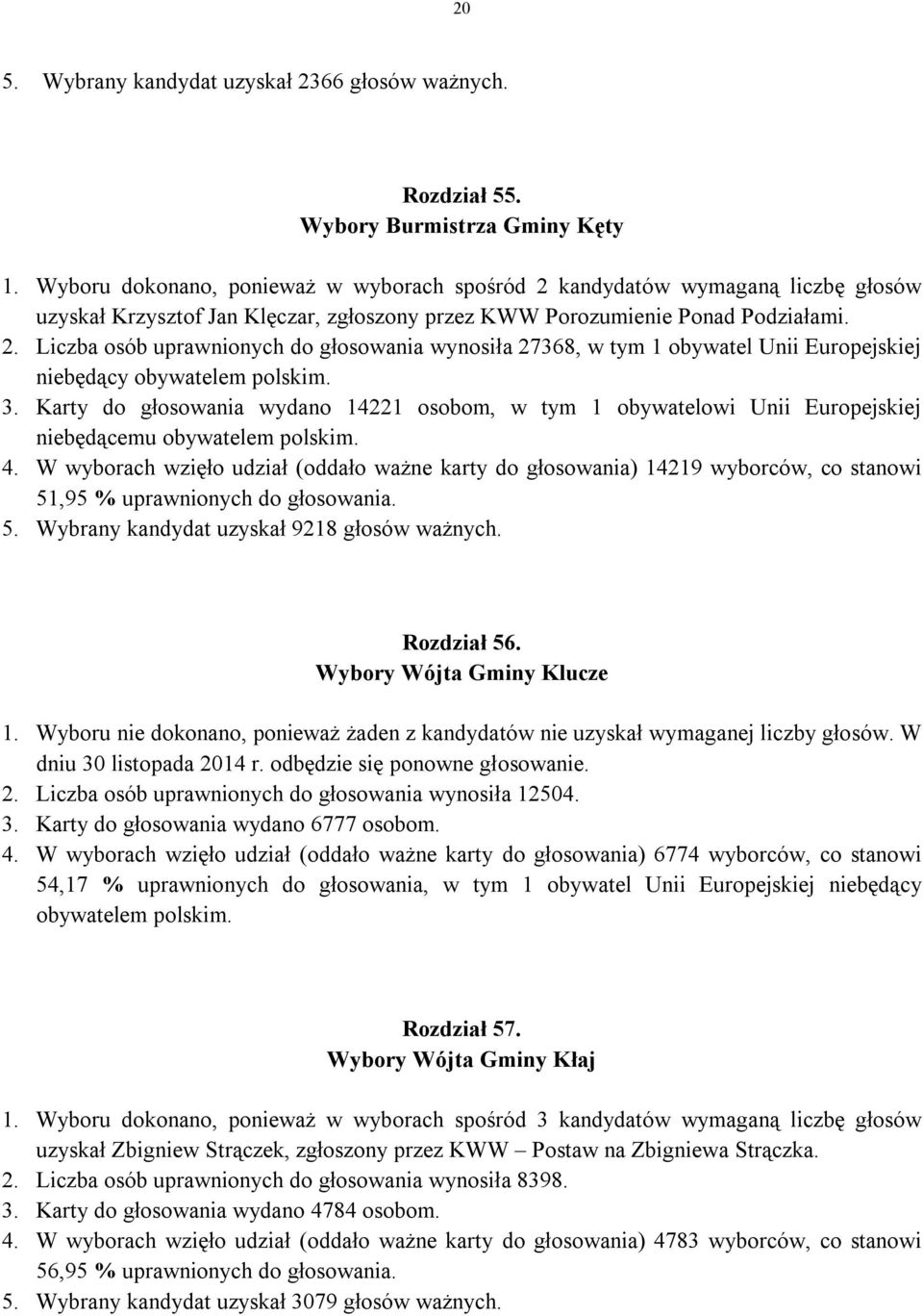 3. Karty do głosowania wydano 14221 osobom, w tym 1 obywatelowi Unii Europejskiej niebędącemu obywatelem polskim. 4.