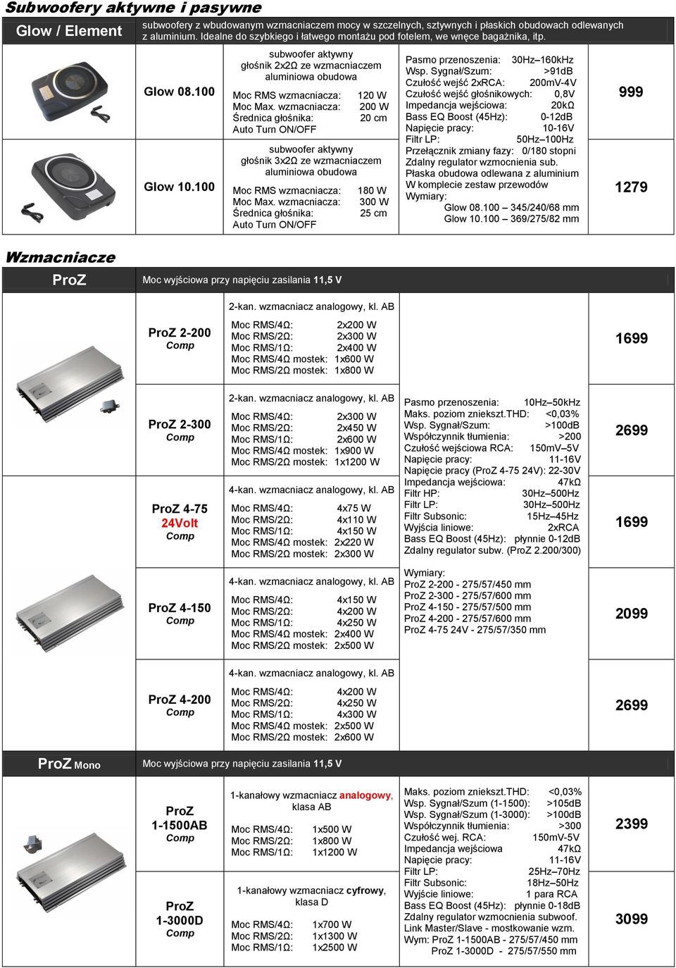 wzmacniacza: Średnica głośnika: Auto Turn ON/OFF 120 W 200 W 20 cm subwoofer aktywny głośnik 3x2Ω ze wzmacniaczem aluminiowa obudowa Moc RMS wzmacniacza: Moc Max.