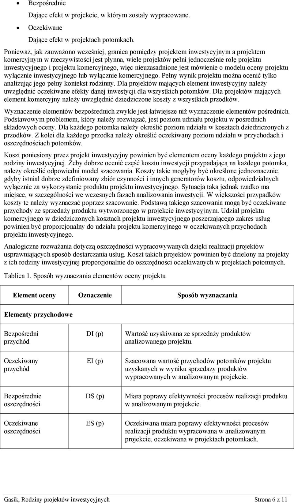 projektu komercyjnego, więc nieuzasadnione jest mówienie o modelu oceny projektu wyłącznie inwestycyjnego lub wyłącznie komercyjnego.