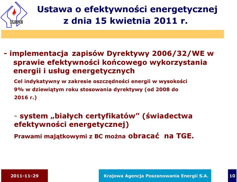 energetycznych Cel indykatywny w zakresie oszczędności energii w wysokości 9% w dziewiątym roku stosowania dyrektywy (od