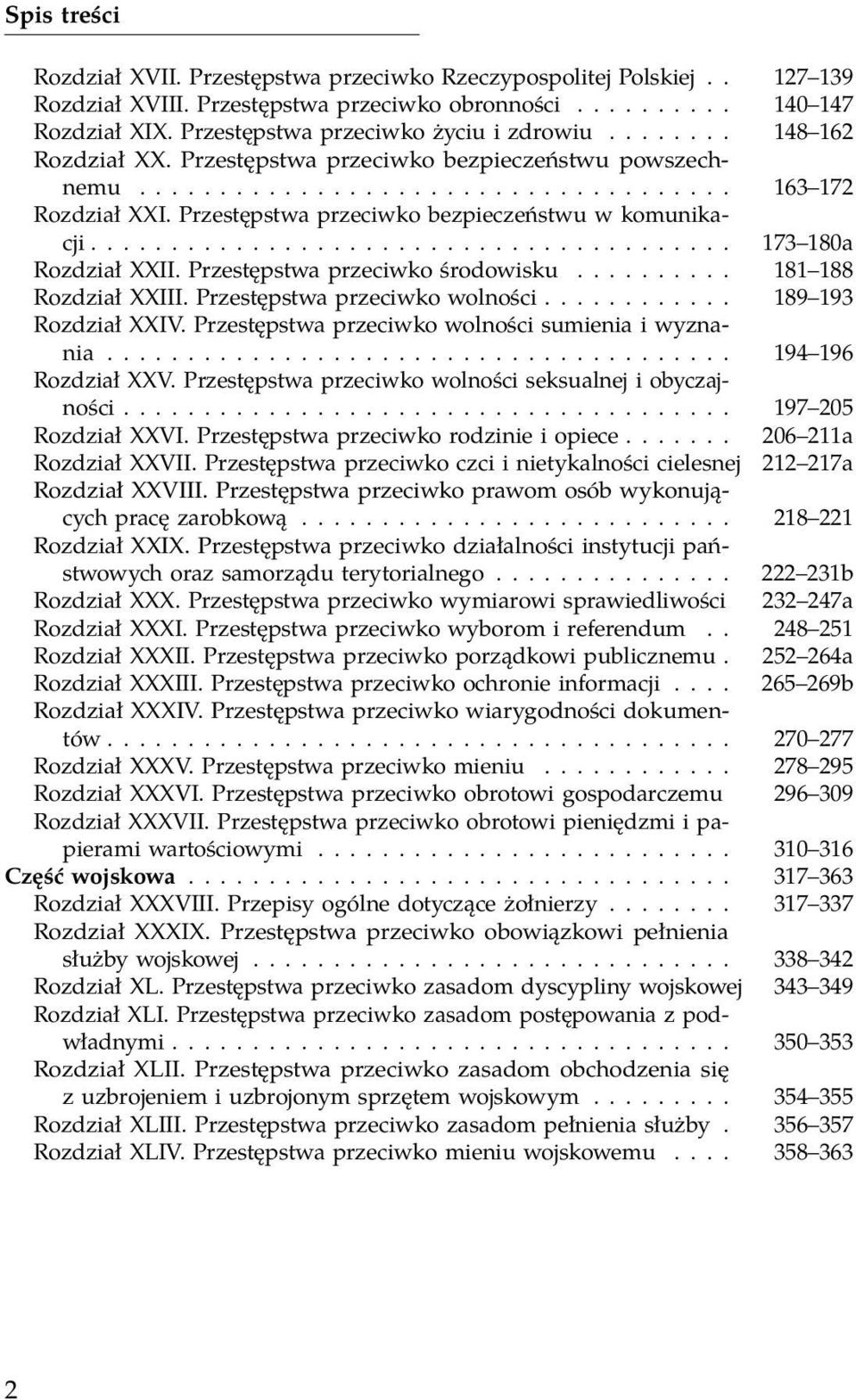 Przestępstwa przeciwko bezpieczeństwu w komunikacji........................................ 173 180a Rozdział XXII. Przestępstwa przeciwko środowisku.......... 181 188 Rozdział XXIII.