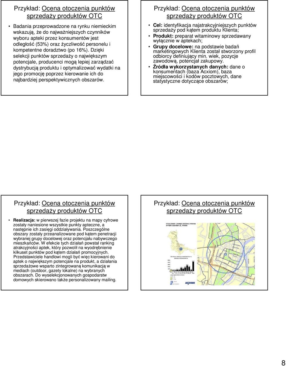 Dzięki selekcji punktów sprzedaży o największym potencjale, producenci mogą lepiej zarządzać dystrybucją produktu i optymalizować wydatki na jego promocję poprzez kierowanie ich do najbardziej