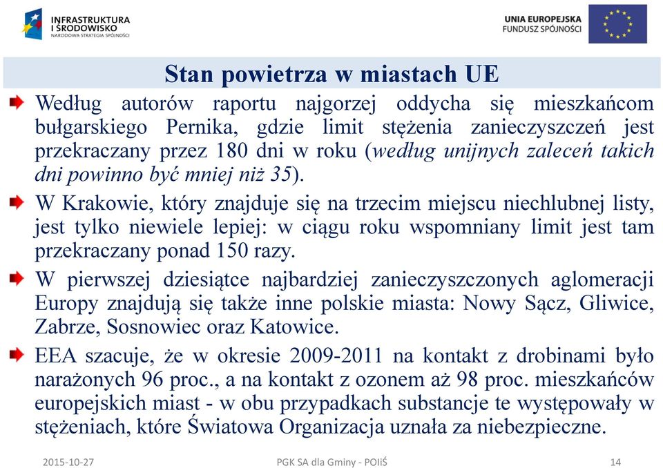 W Krakowie, który znajduje się na trzecim miejscu niechlubnej listy, jest tylko niewiele lepiej: w ciągu roku wspomniany limit jest tam przekraczany ponad 150 razy.