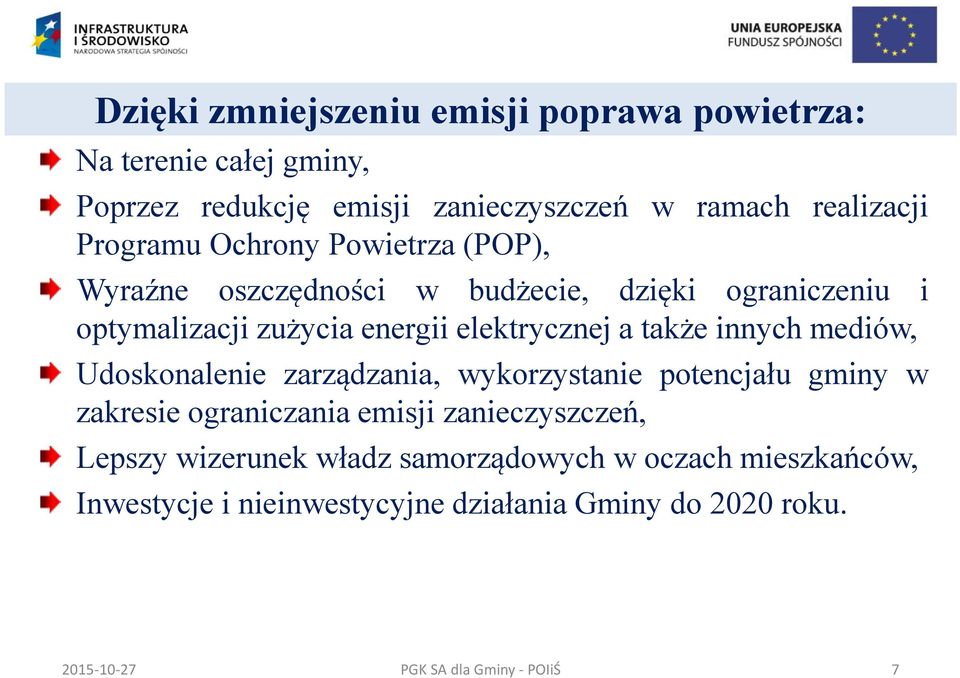 energii elektrycznej a także innych mediów, Udoskonalenie zarządzania, wykorzystanie potencjału gminy w zakresie ograniczania