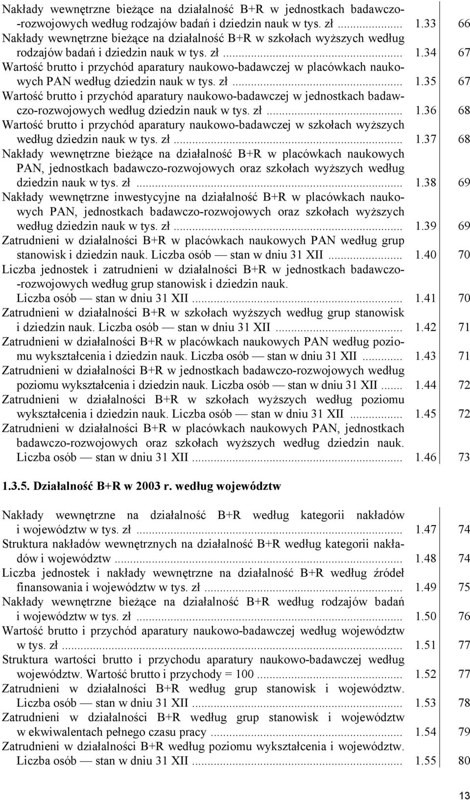 34 67 Wartość brutto i przychód aparatury naukowo-badawczej w placówkach naukowych PAN według dziedzin nauk w tys. zł... 1.