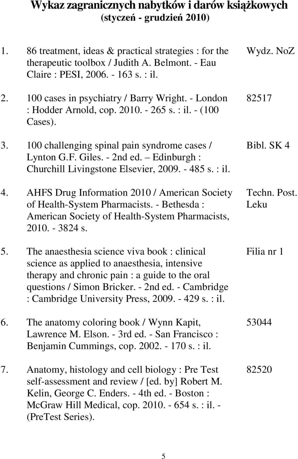 - 2nd ed. Edinburgh : Churchill Livingstone Elsevier, 2009. - 485 s. : il. 4. AHFS Drug Information 2010 / American Society of Health-System Pharmacists.