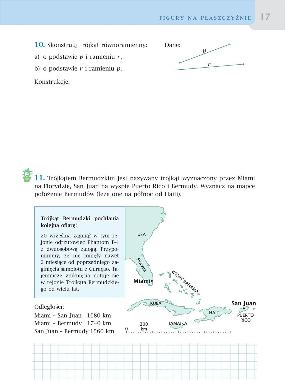 Wyznacz na mapce położenie Bermudów (leżą one na północ od Haiti). Trójkąt Bermudzki pochłania kolejną ofiarę!