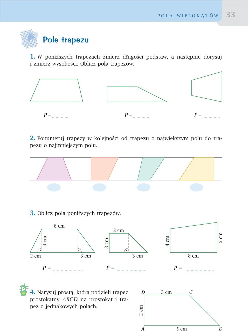 Oblicz pola trapezów. 2.