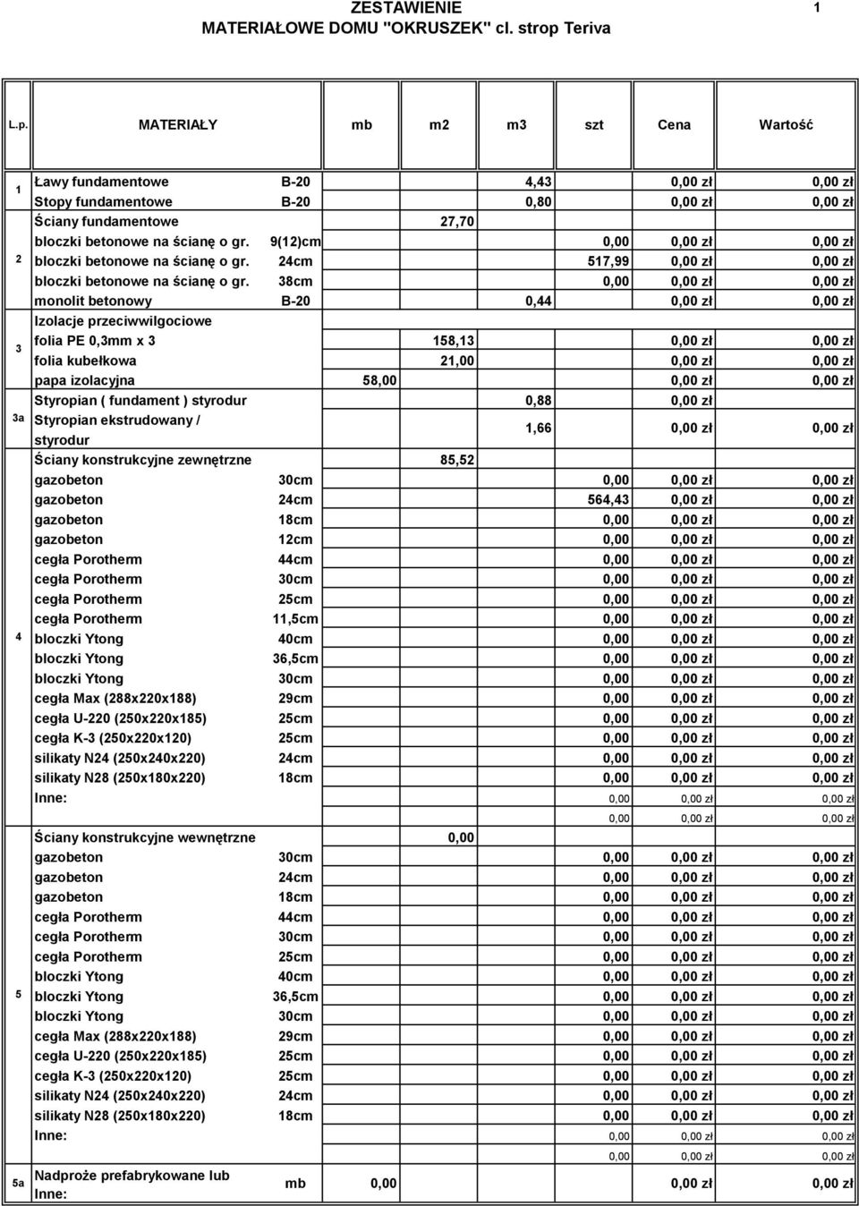 9(2)cm 0,00 bloczki betonowe na ścianę o gr. 24cm 57,99 bloczki betonowe na ścianę o gr.