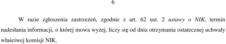 2 ustawy o NIK, termin nadesłania informacji, o