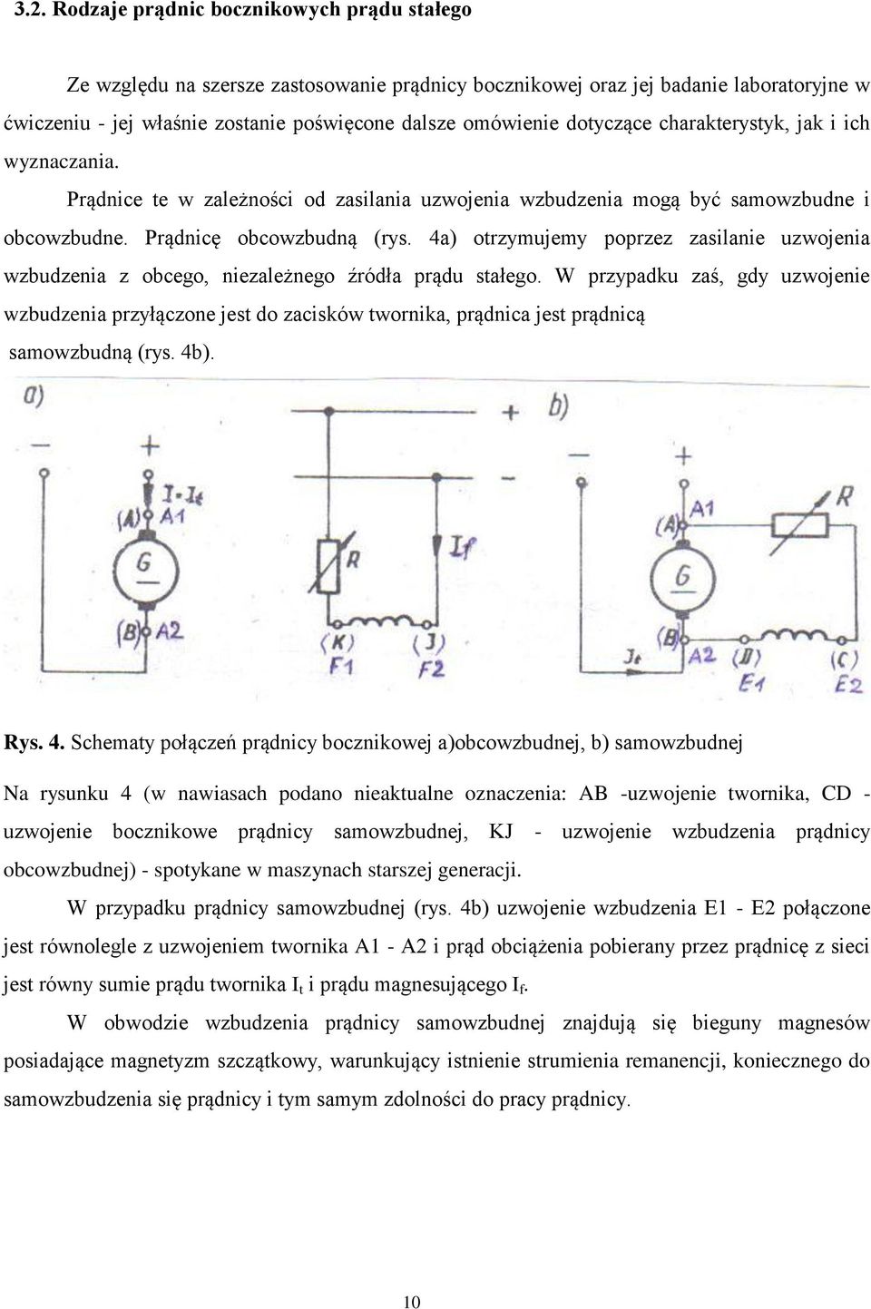 4a) otrzymujemy poprzez zasilanie uzwojenia wzbudzenia z obcego, niezależnego źródła prądu stałego.