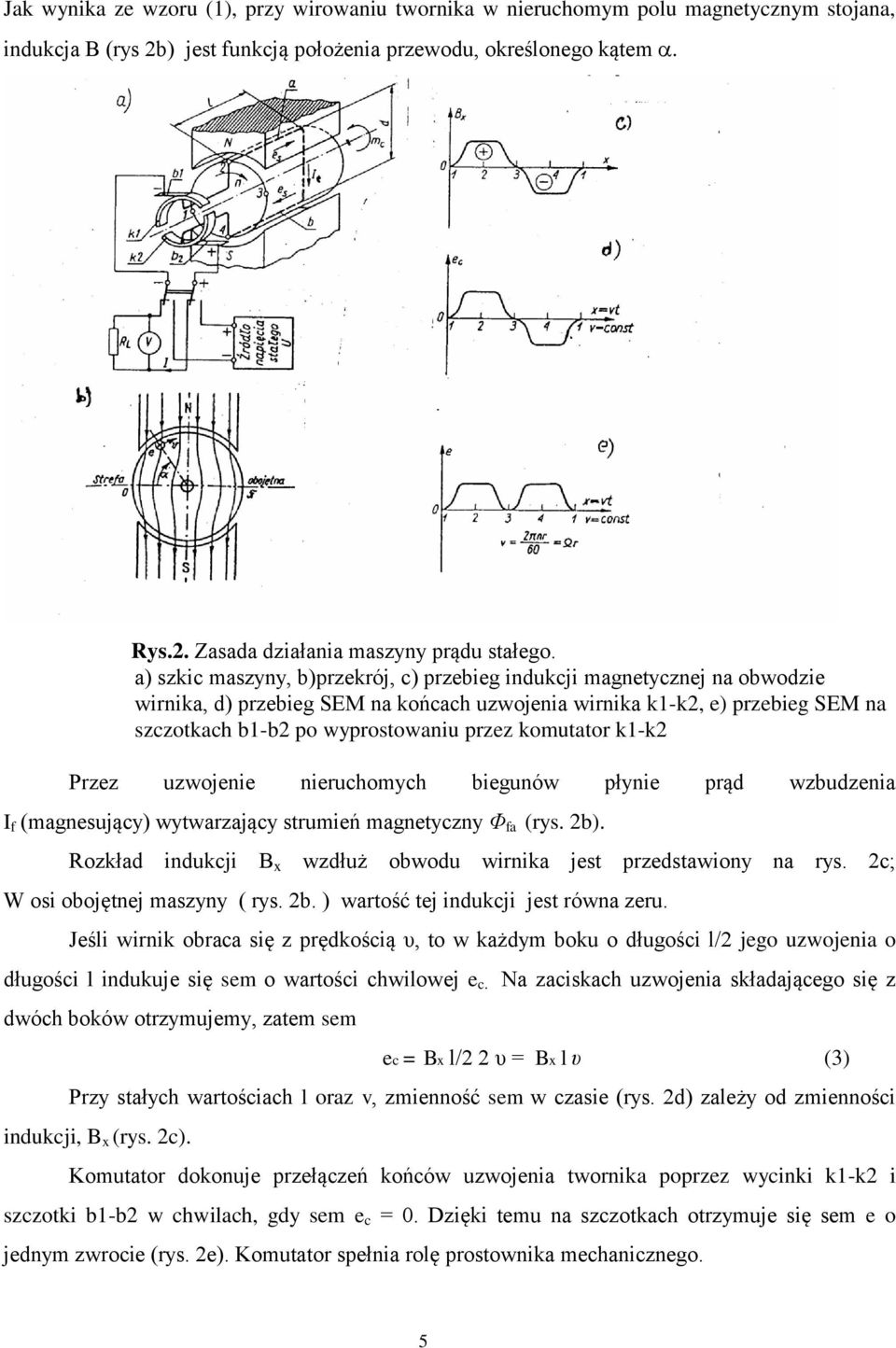 komutator k1-k2 Przez uzwojenie nieruchomych biegunów płynie prąd wzbudzenia I f (magnesujący) wytwarzający strumień magnetyczny Φ fa (rys. 2b).