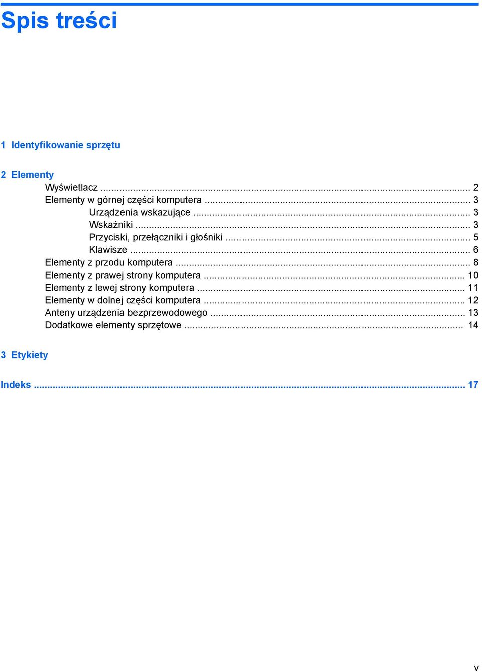 .. 6 Elementy z przodu komputera... 8 Elementy z prawej strony komputera... 10 Elementy z lewej strony komputera.