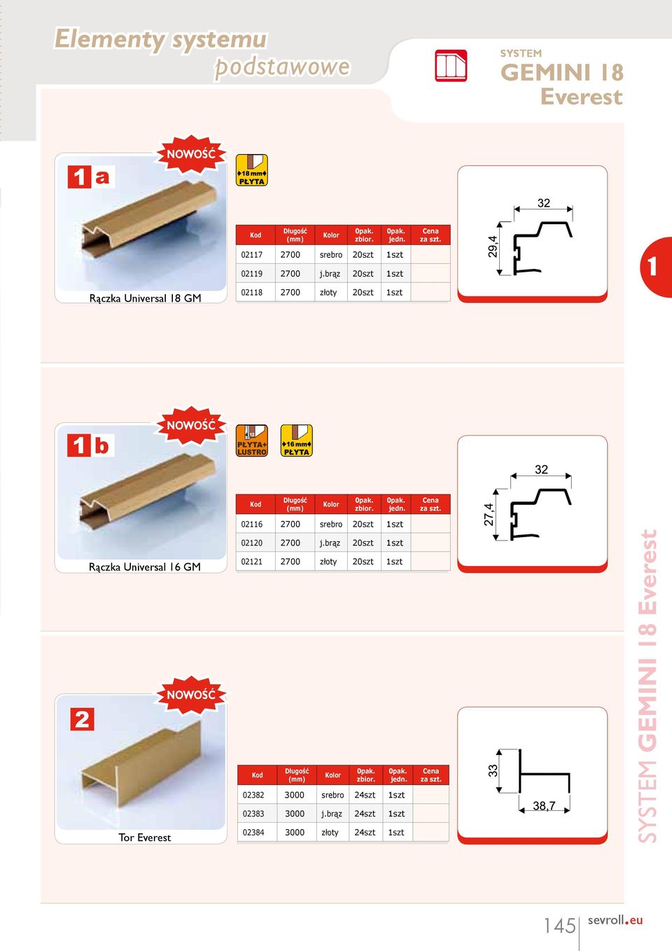 szt 2 Rączka Universal 6 GM NOWOŚĆ Tor 0220 2700 j.