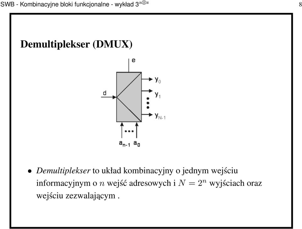 kombinacyjny o jednym wejściu informacyjnym onwejść