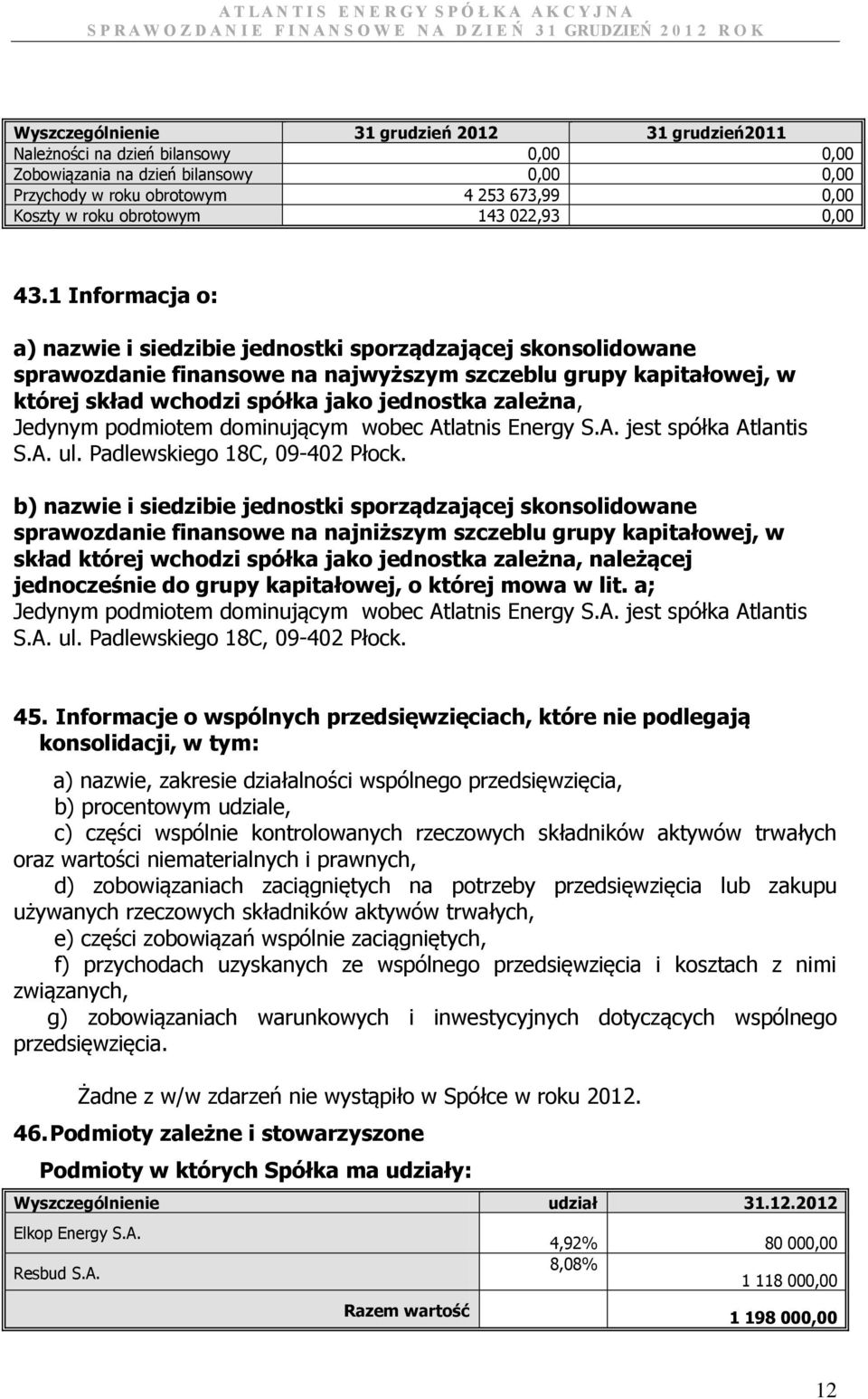 1 Informacja o: a) nazwie i siedzibie jednostki sporządzającej skonsolidowane sprawozdanie finansowe na najwyższym szczeblu grupy kapitałowej, w której skład wchodzi spółka jako jednostka zależna,