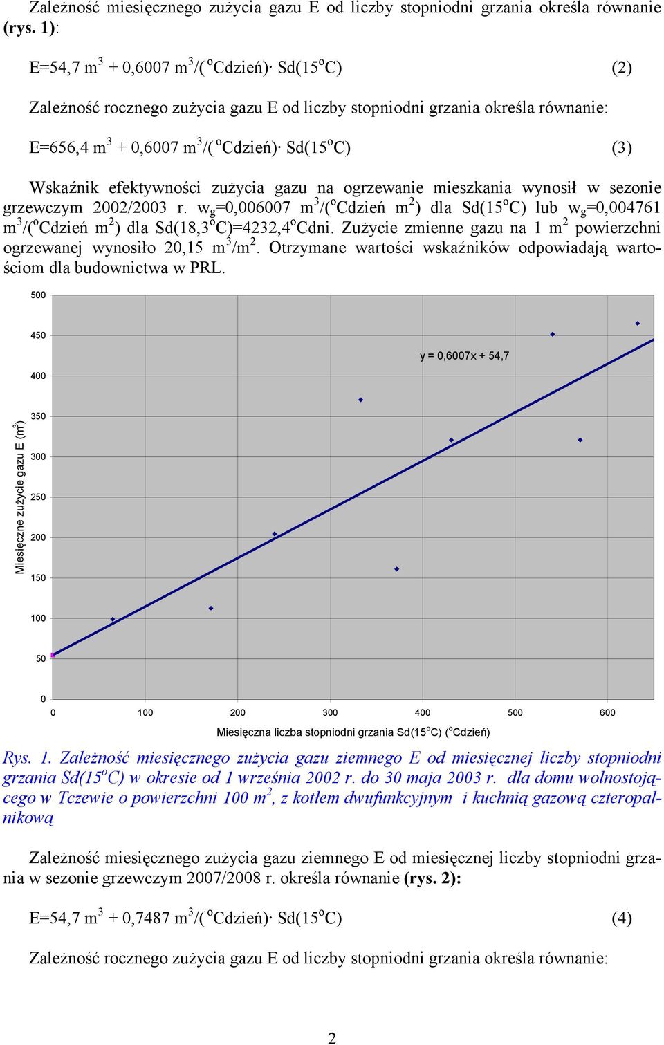 gazu na ogrzewanie mieszkania wynosił w sezonie grzewczym 22/2 r. w g =,67 m /( o Cdzień m 2 ) dla Sd(5 o C) lub w g =,476 m /( o Cdzień m 2 ) dla Sd(8, o C)=422,4 o Cdni.