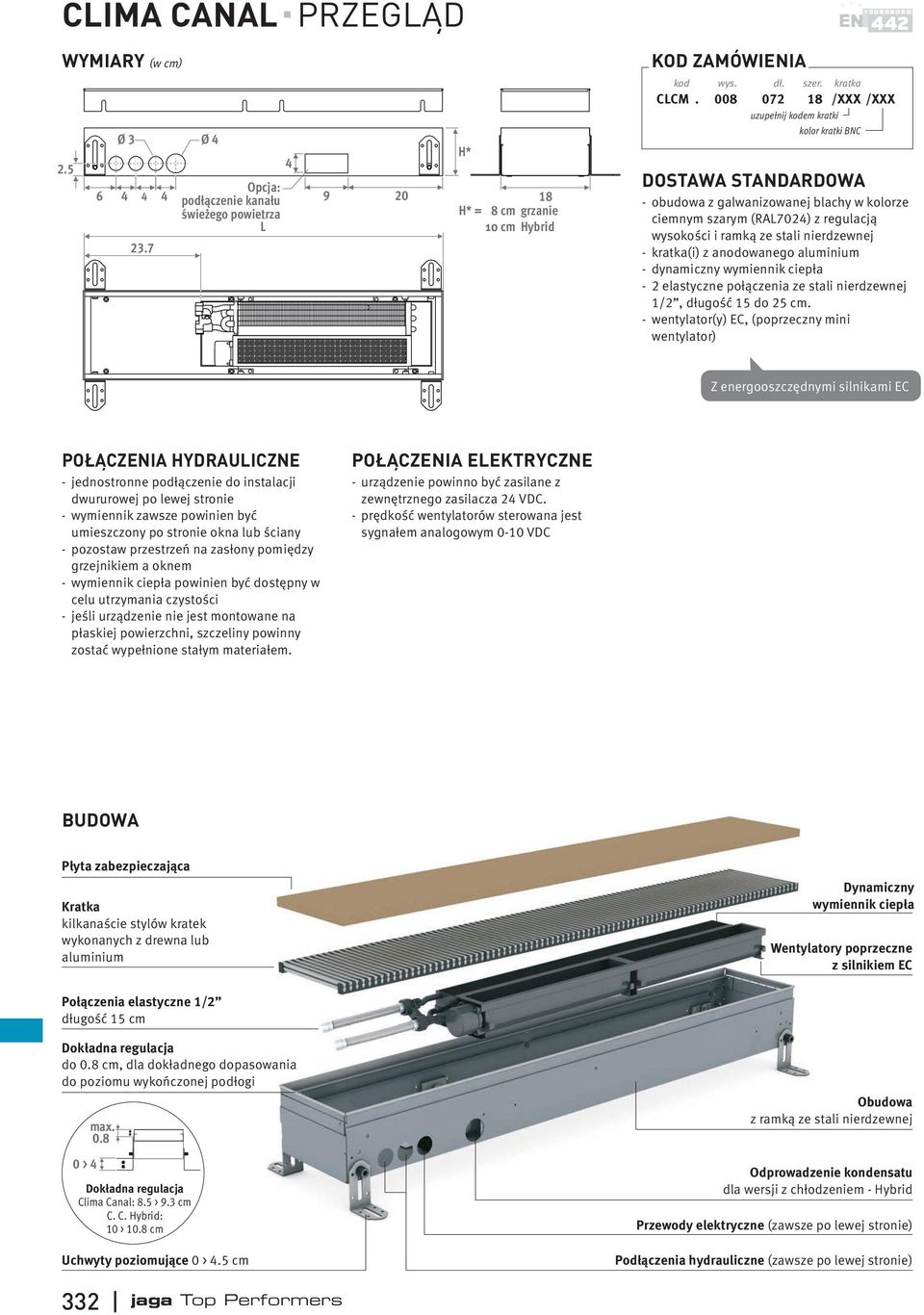 nierdzewnej - kratka(i) z anodowanego aluminium - dynamiczny wymiennik ciepła - 2 elastyczne połączenia ze stali nierdzewnej 1/2, długość 15 do 25 cm.