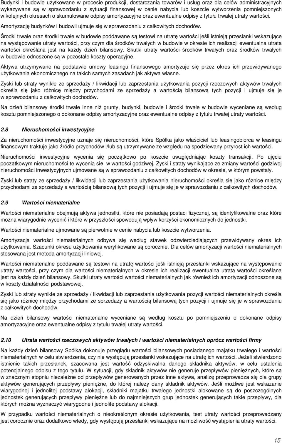 Amortyzację budynków i budowli ujmuje się w sprawozdaniu z całkowitych dochodów.
