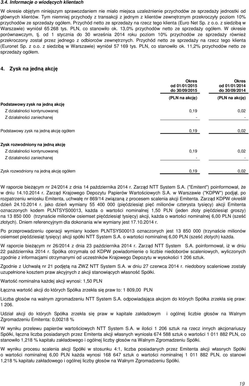 PLN, co stanowiło ok. 13,0% przychodów netto ze sprzedaży ogółem. W okresie porównawczym, tj.