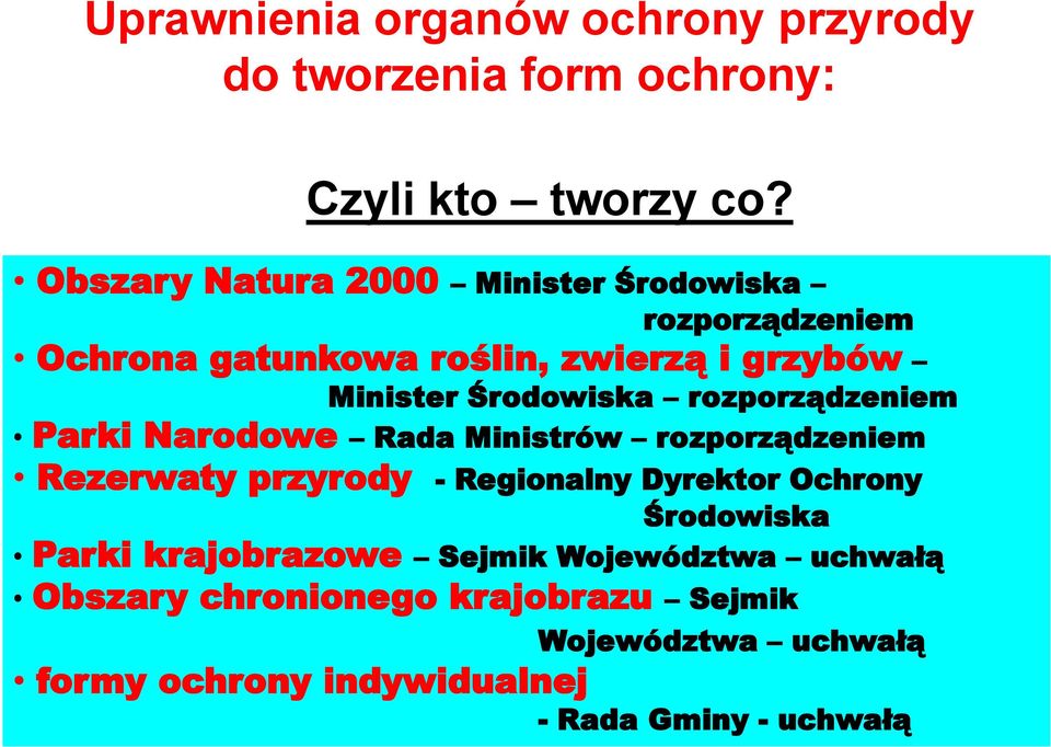 Środowiska rozporządzeniem Rada Ministrów rozporządzeniem Parki Narodowe Rada Ministrów Rezerwaty przyrody - Regionalny Dyrektor