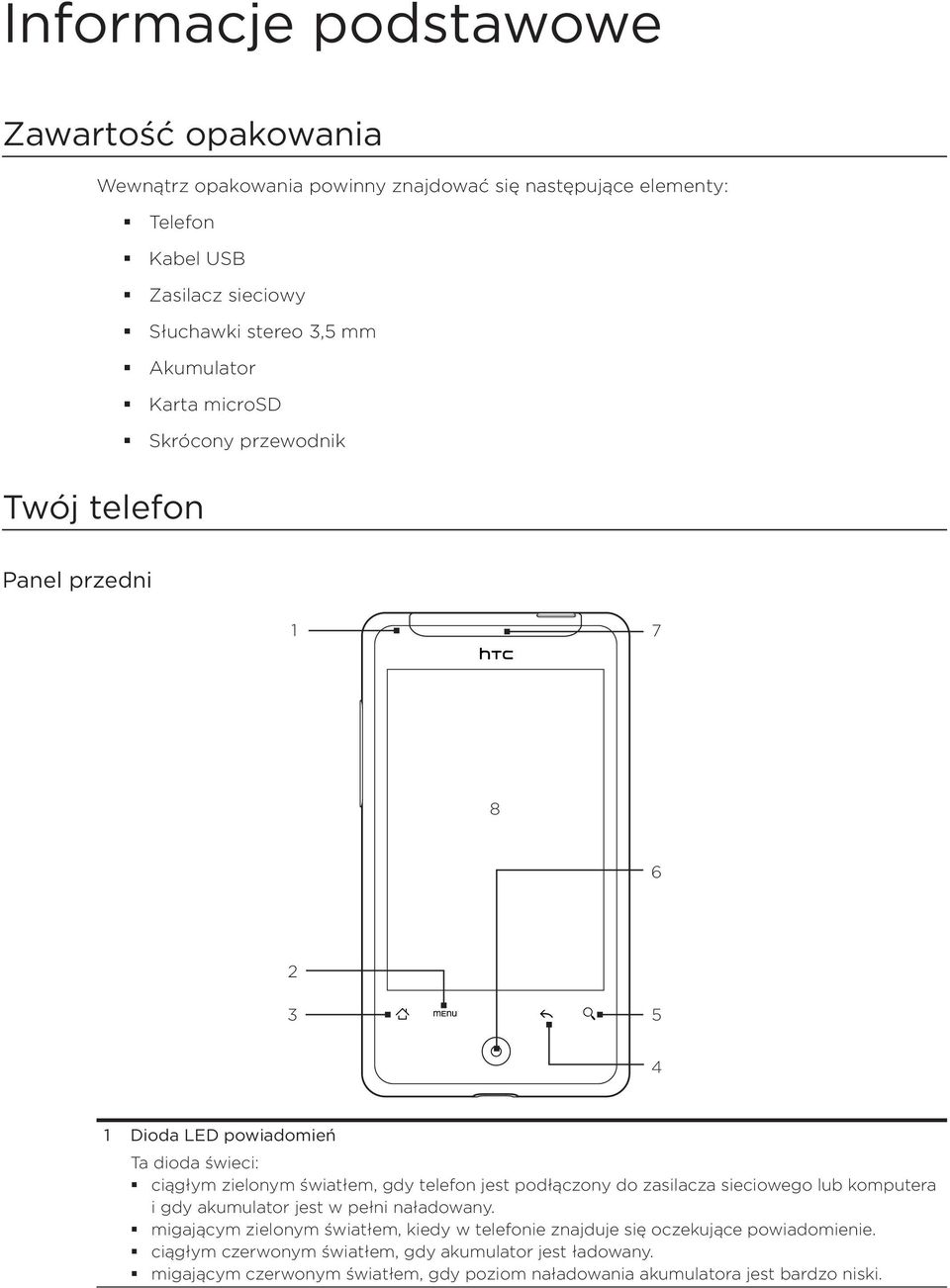 telefon jest podłączony do zasilacza sieciowego lub komputera i gdy akumulator jest w pełni naładowany.